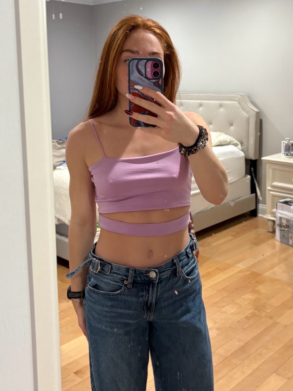 Women’s Lilac Cutout Crop Tank Top